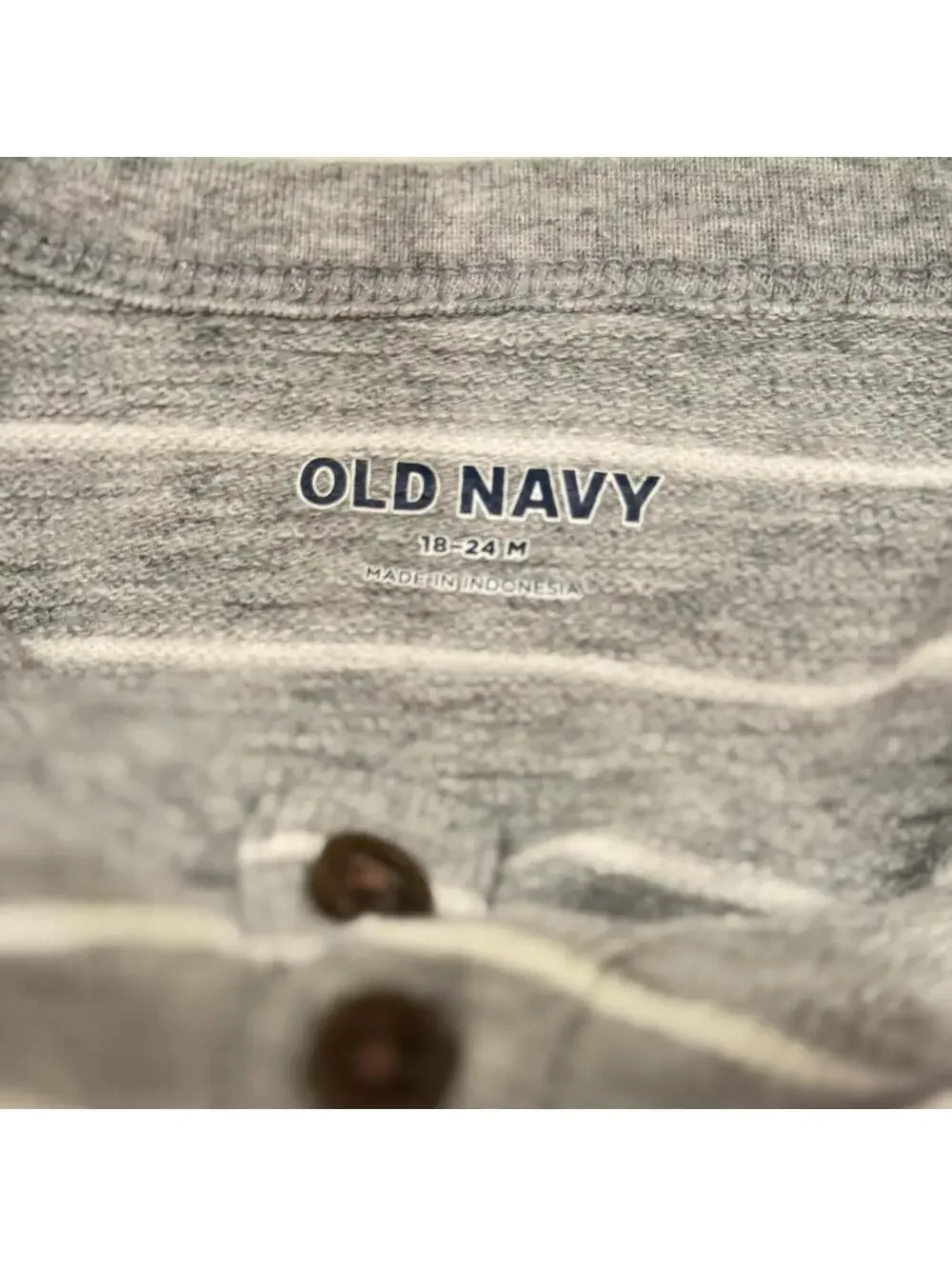 Old Navy Gray & White Striped Baby Boy Shirt and unbranded short outfit.
